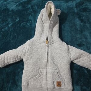 Children's Light Heather Gray Quilted Hooded Zip Sweatshirt